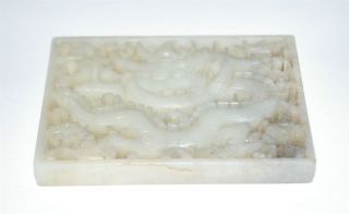 Chinese Antique White Jade Openwork Dragon Plaque Ming Dynasty 4