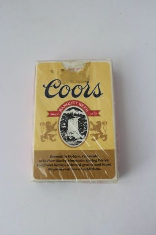 Vintage 1970s Playing Cards Coors Beer Advertising Clear Plastic Case