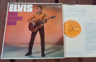Elvis Presley For Everyone Very Rare Uk Late 60`s Orange Label Mono