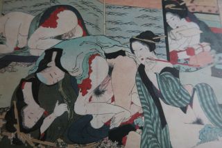 Rare shunga prints full set of 12 in wooden box Showa period 11