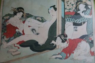 Rare shunga prints full set of 12 in wooden box Showa period 6