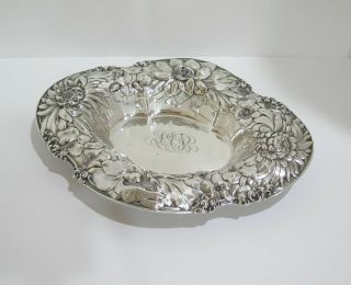 15 In Sterling Silver Gorham Antique 1904 Peony Oval Serving Bowl / Centerpiece