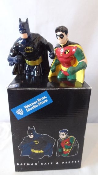 Warner Brothers 2000 Dc Comics Batman & Robin Salt And Pepper Shakers Mib J511