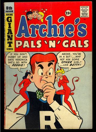 Archie’s Pals ‘n’ Gals 8 Betty & Veronica Devil Cover Giant Comic 1959 Vg -