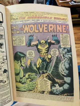 Incredible Hulk 181 Vol 1 1st App of Wolverine No Marvel Stamp 2