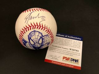 Stan Lee Signed Major League Baseball With Spider - Man Sketch Psa W59763