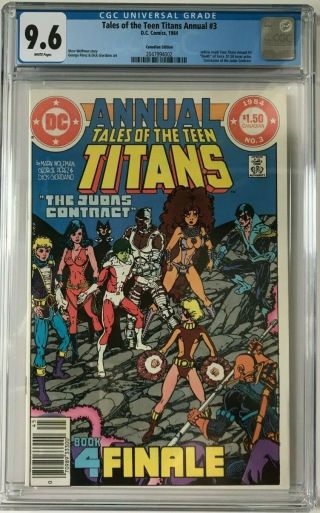 Tales Of The Teen Titans Annual 3 Cgc 9.  6 Canadian Variant Key Issue L@@k