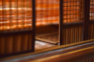 vintage MINIATURE JAPANESE HOUSE intricate wooden sliding doors 5