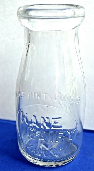 1/2 Pint Vintage Milk Bottle Kane Dairy Kane Pa
