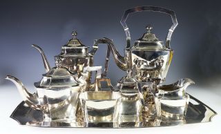 Impressive Large Antique Chinese Export Silver Tea Coffee Set with Tray - 187 oz 2