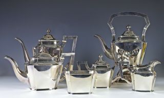 Impressive Large Antique Chinese Export Silver Tea Coffee Set with Tray - 187 oz 7