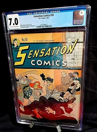 Sensation Comics 50 Cgc 7.  0 Golden Age Wonder Woman Marston Dc 1946 Bondage