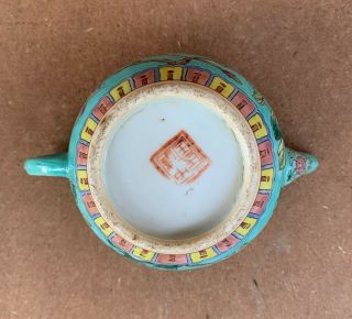 Antique Nyonyaware Straits Chinese Turquoise Teapot 4