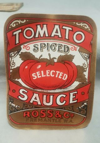 Circa 1910 Ross & Co.  Tomato Sauce Bottle Label Fremantle W.  A.