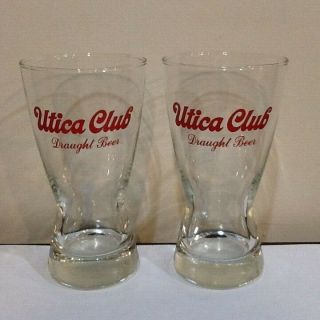 2 Vintage Utica Club 10oz Draught Beer Pilsner Glasses