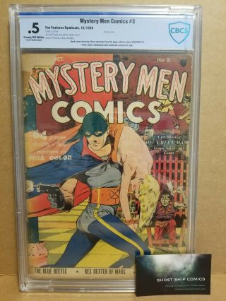 Mystery Men Comics 3 Cbcs.  5 Classic Lou Fine Cover Green Mask 1939 Fox