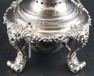 Antique 1894 NY HOWARD & CO Sterling Silver Hot Water Kettle Pot Stand & Burner 6