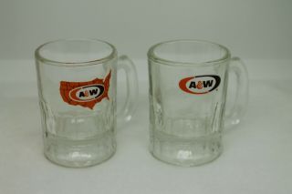Set Of 2 A&w Root Beer (baby) Mug - Miniature - Glass - Aprox 3.  5 In Tall