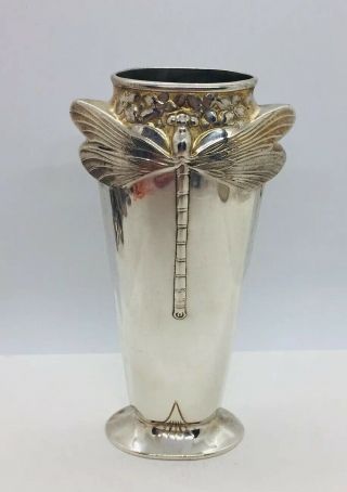 Christofle Vintage French Silver Plated Dragonfly Libellule Vase