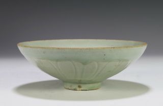 Antique Chinese Celadon Glazed Carved Porcelain Bowl - Ming Dynasty