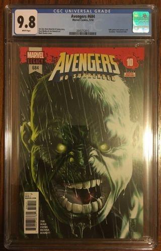 Avengers 684 Cgc 9.  8 (nm) 1st Full Appearance Immortal Hulk 2018 1st Printing