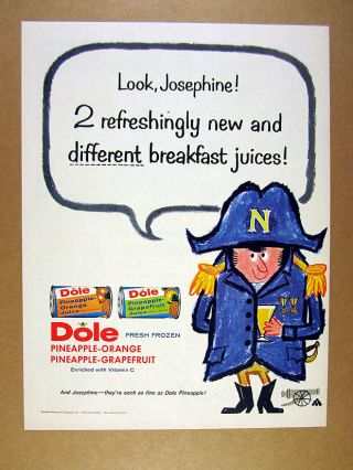 1958 Napoleon Bonaparte Cartoon Art Dole Fruit Juice Vintage Print Ad