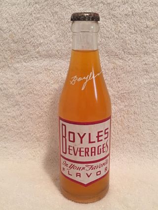 Full 6 1/2oz Boyles Orange Acl Soda Bottle Thomasville,  N.  C.  Coca - Cola Bottling