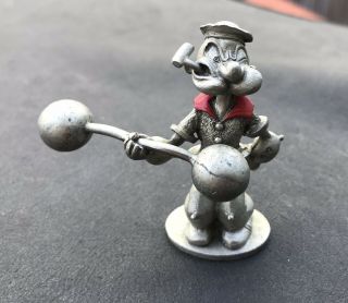 Vintage Spoontiques Popeye With Barbell Pewter Figurine Rare Kfs 1980 Rare