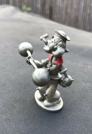 Vintage Spoontiques Popeye with barbell Pewter figurine Rare KFS 1980 Rare 2
