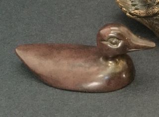 Vintage Brass Bronze Duck - Paperweight,  Sculpture - 3 " X 1.  25 "