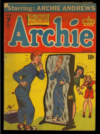 Archie Comics 7 Unrestored Early Golden Age Mlj Teen Comic 1944 Gd,
