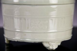 Antique Chinese White Glazed Porcelain Censer with Molded Design - 1700 ' s 5