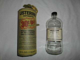 Vintage Large Empty Listerine Antiseptic 32 Oz Bottle Warner Lambert Company