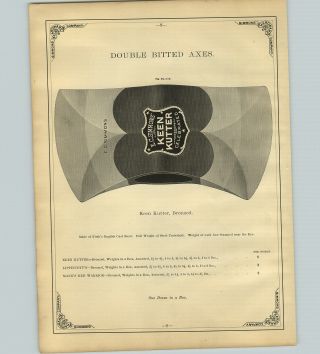 1890 Paper Ad Keen Kutter Double Bit Axes Royal American Axe Co Harrisburg