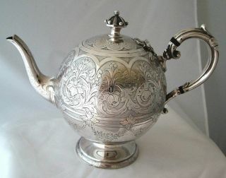 Victorian Sterling Silver Bullet Teapot W&h Stratford 1865 738 Gms