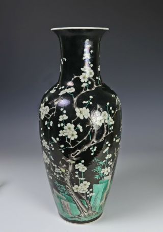 Large Antique Chinese Famille Noire Porcelain Vase
