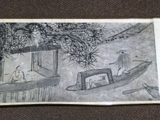 Large Old Chinese Scroll Painting of Landscape with Writing 3