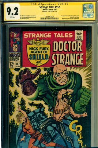 Strange Tales 157 Cgc 9.  2 Signed By Stan Lee Steranko Art - 1st Living Tribunal