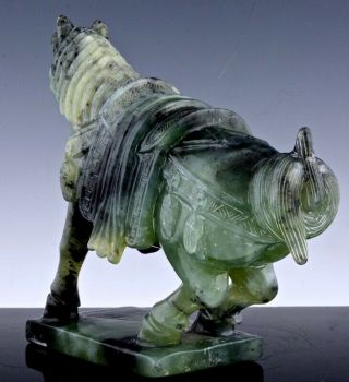OLD CHINESE CARVED JADE GREEN HARDSTONE IMPERIAL HORSE FIGURE STUDY STATUE 3