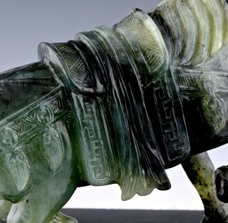 OLD CHINESE CARVED JADE GREEN HARDSTONE IMPERIAL HORSE FIGURE STUDY STATUE 6