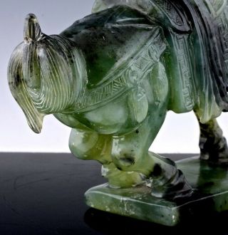 OLD CHINESE CARVED JADE GREEN HARDSTONE IMPERIAL HORSE FIGURE STUDY STATUE 7