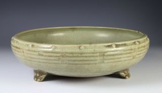 Antique Chinese Celadon Glazed Footed Censer Bowl - Ming Dynasty