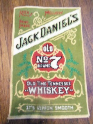 Rare Vintage Authentic Jack Daniels Whiskey Rug Sign Hook Wall Tapestry
