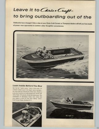 1964 Paper Ad 2 Pg Chris Craft Corsair Thompson Sea - V Hull 20 