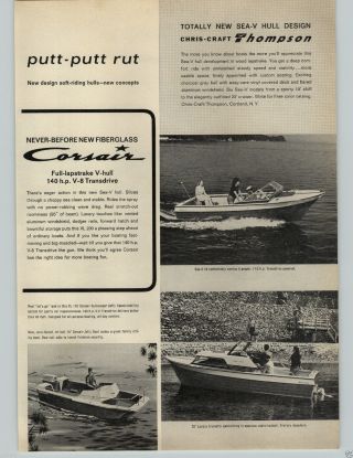 1964 PAPER AD 2 PG Chris Craft Corsair Thompson Sea - V Hull 20 ' Cruisette 2