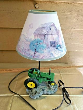 John Deere 1999 Tractor Table Lamp Light With Shade - 15 Inches