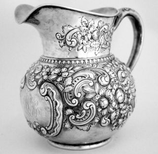 Gorham Sterling Silver Repousse Pitcher 6 Pint Yr Mk 1898