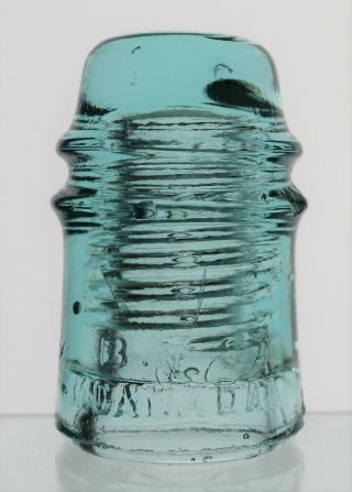 Aqua Cd 121 B.  T.  C.  Canada Montreal’ Blot Out Toll Glass Insulator