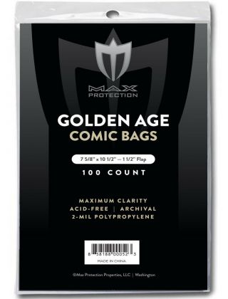 100 Golden Age Comic Book Bags & Backing Boards - Max Archival Storage