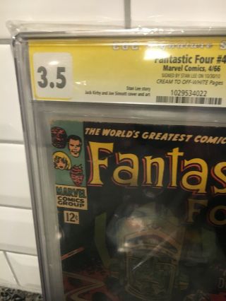Fantastic Four 49 CGC 3.  5 Signature Series STAN LEE Signed Autograph 2